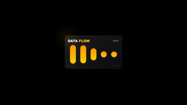 Digital stream of information represented by abstract shapes and bars in a dark environment with subtle gradients and minimal text