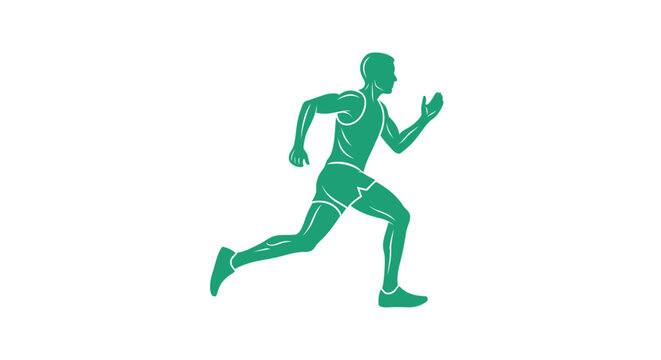Man Running in Green Silhouette Style.