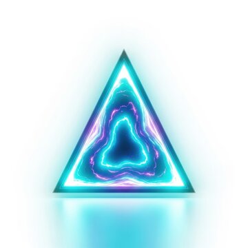 Glowing triangle frame with neon blue and purple liquid swirls
