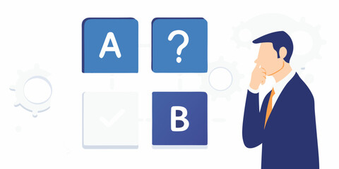 Man contemplating a multiple choice question with options a b and unknown © Dipa