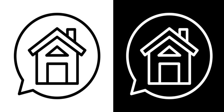 Property Chat Icon Set White Style Collection