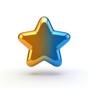 3 d glossy star shape with blue and yellow gradient color