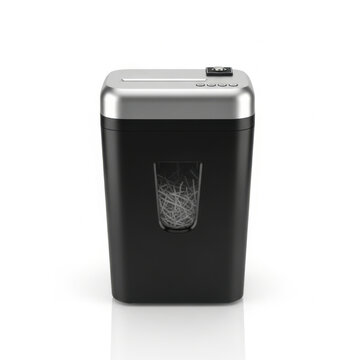 Black and silver paper shredder with transparent waste bin window