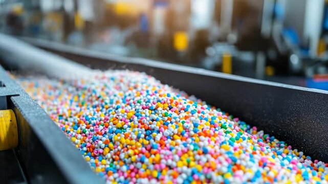 selective focus secondary plastic pellet production line with extruders forming uniform strands in modern recycling facility