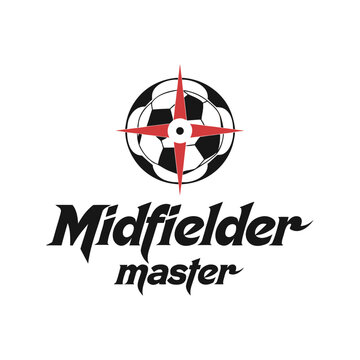 Midfielder master logo with soccer ball and crosshair
