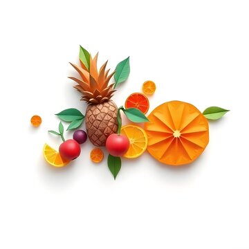 Vibrant assorted fruits arrangement on white background
