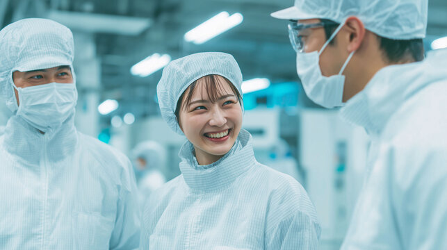 フレンドリーで信頼できる印象を与える女性クリーンルームスタッフの写真