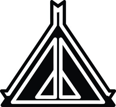 tent a frame silhouette with central pole and gu silhouette vector illustration on transparent background