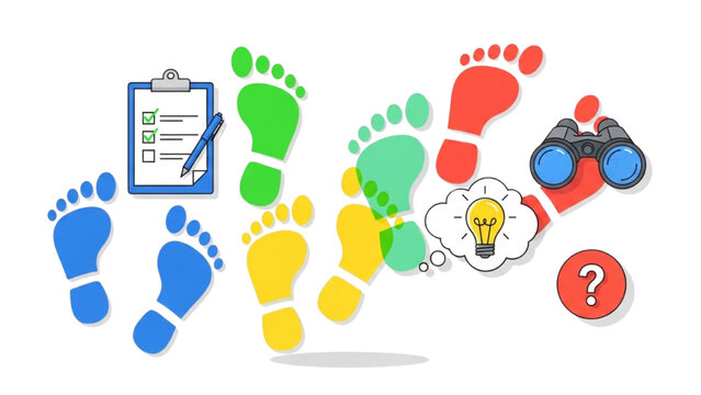 Gemba Walk Lean Management Icon Set, Workplace Observation and Inspection Symbols, Colorful Vector Icons for Industrial Leadership and Process Audit