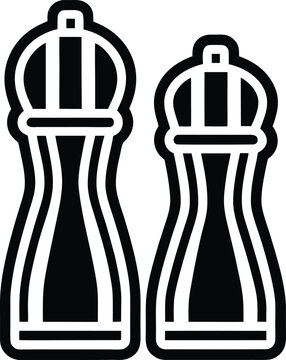 pepper grinder taller than salt shaker with cra silhouette vector illustration on transparent background