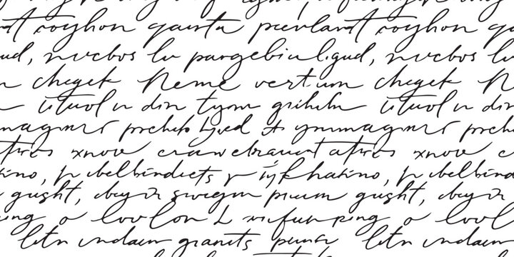 A close up view of handwritten cursive text on aged paper featuring complex illegible strokes.