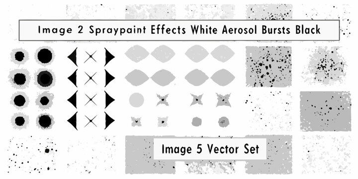 Spray paint effects and vector set with abstract black and white shapes