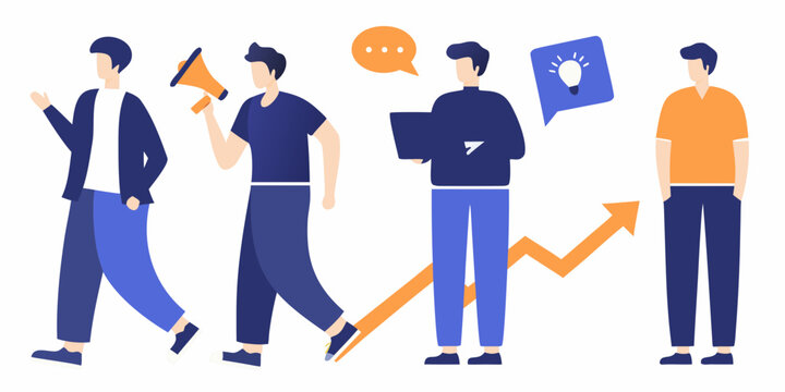 Business growth concept with people ideas and upward trending chart