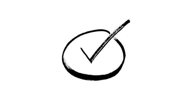 checkmark in circle round animation, approved tick mark icon, success, correct concept, right, doodle, with alpha channel