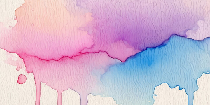 Abstract blue watercolor background featuring a torn paper texture with a pink vintage edge on a cracked grunge surface