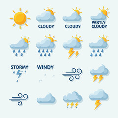 Obraz premium Weather Forecast Icon Set Graphic.
