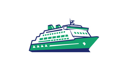 Fototapeta premium Large Green Cruise Ship Vessel.