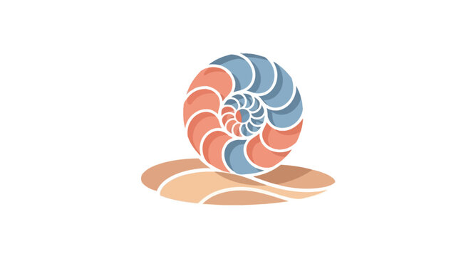 Nautilus Shell Spiral Fossil Illustration.