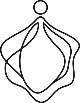 Abstract black line art, minimalist meditation symbol, yoga icon, spiritual vector design