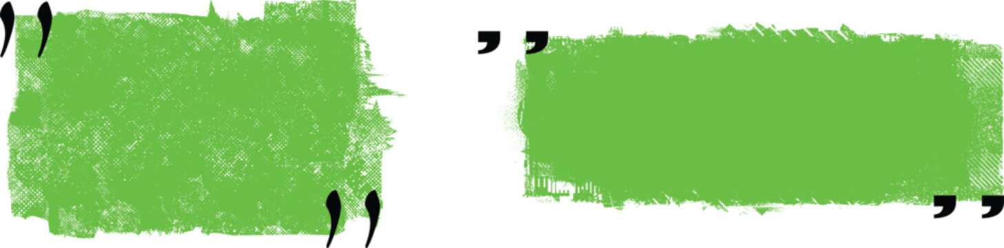 Quotation brush stroke frame set .Quotation mark dialog box .Grunge Box with place for your text. Text box frame.Vector

