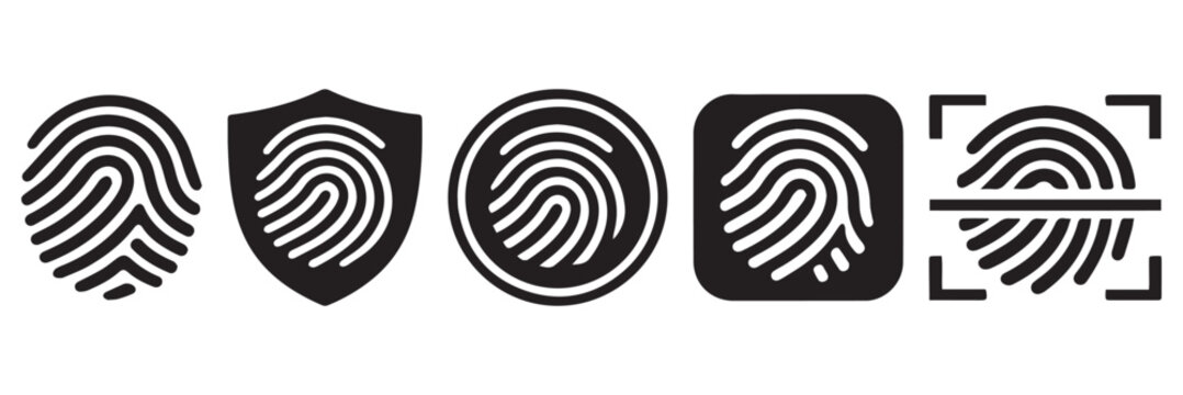 fingerprint vector icon Signature concept for password encryption . Set fingerprint scanning icon sign stock Fingerprint scanning icon . Fingerprint Shield Security Icon Set .