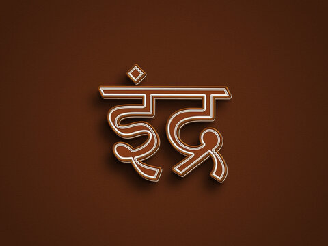 Chocolate text effect of Hindi name Indra.