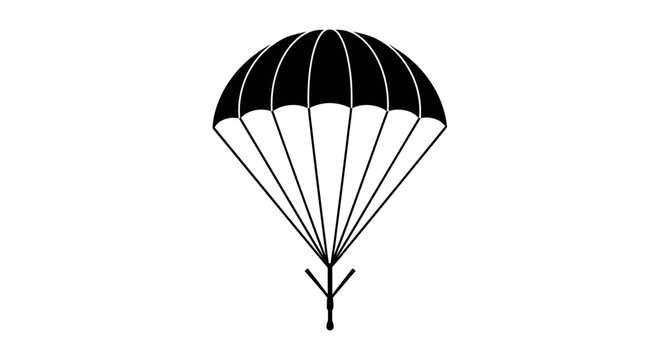 Black and white parachute icon for skydiving and adventure.