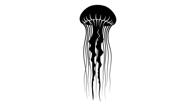 Black Jellyfish Silhouette Vector Illustration