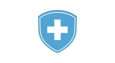 Obraz premium Medical cross shield icon for health protection and safety.
