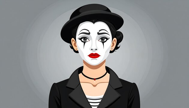 Cartoon mime artist in black outfit.