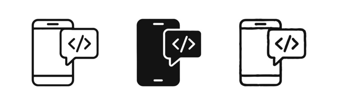 Mobile Coding and Web Development Icon Set for Smartphone