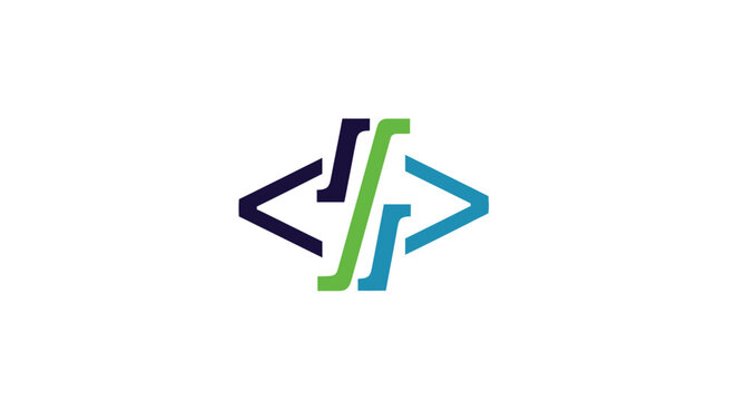 Colorful code symbol logo design.