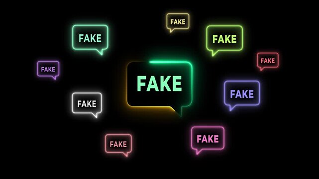 Fake news and misinformation concept on the transparent background. Motion graphics of malicious disinformation and Clickbait content. 4k video animation. 