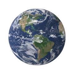 Planet earth globe showing north and south america isolated on a transparent background © Mahmuda