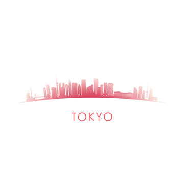 Tokyo skyline silhouette. Vector design colorful illustration