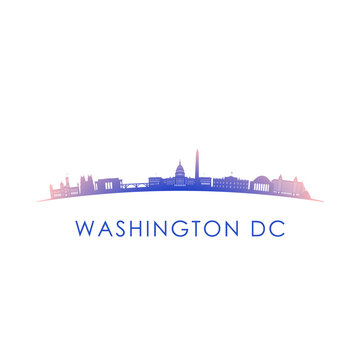 Washington DC skyline silhouette. Vector design colorful illustration