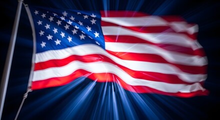 Naklejka premium Independence day celebration with the american flag waving high
