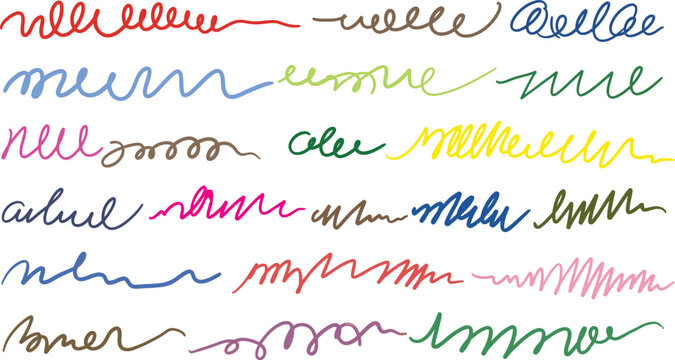 Colorful Pen Scribbles Squiggly Lines Doodle Vector