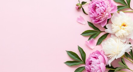 Obraz premium Mother's day floral arrangement pink peonies white blooms for a special celebration