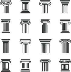 Fototapeta premium column set of classical capital icons for architecture design