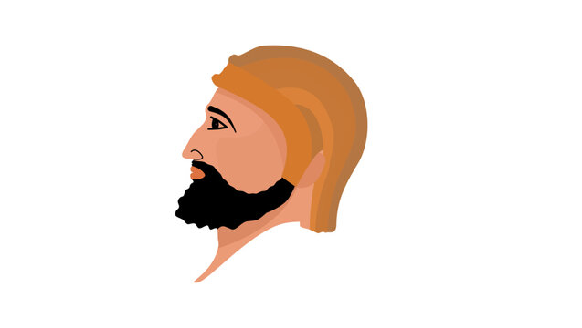 Cyrus the Great portrait, flat vector illustration