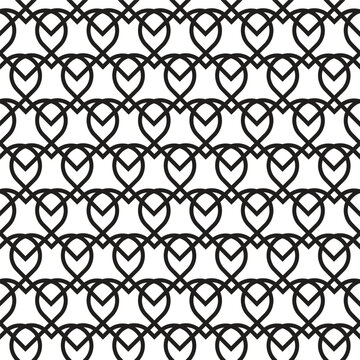 Seamless pattern of interlocking heart shapes a minimalist black and white graphic design for Valentines Day or romantic backgrounds vector illustration vector illustration