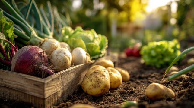 Harvesting fresh root vegetables in a vibrant garden outdoor scene close-up view sustainable farming concept