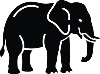 Fototapeta premium Black elephant icon, silhouette illustration, animal symbol, vector graphic
