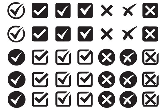 checkmark and X mark icon. check and uncheck icon vector. validation icon vector. for apps and websites.