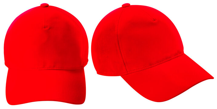 Red Cap hat isolated on white background, Baseball Cap on White Background With clipping path.