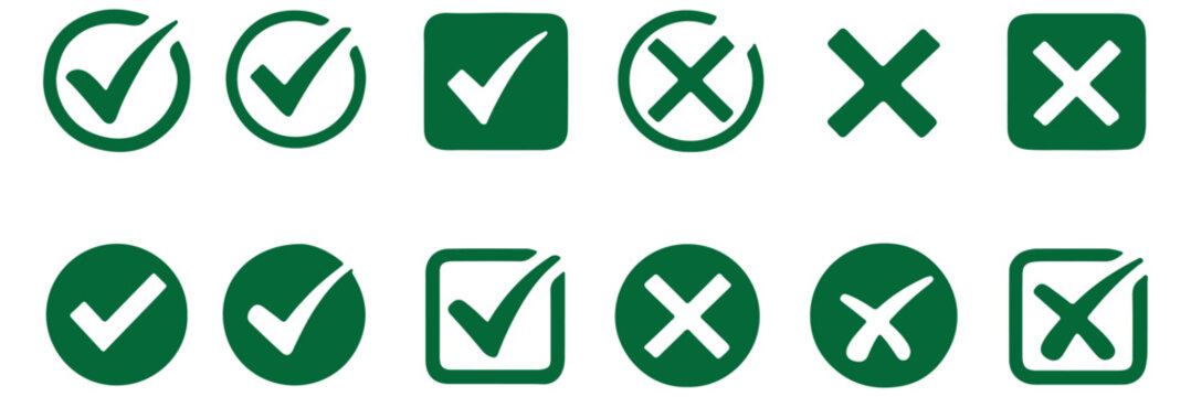 checkmark and X mark icon. check and uncheck icon vector. validation icon vector. for apps and websites.