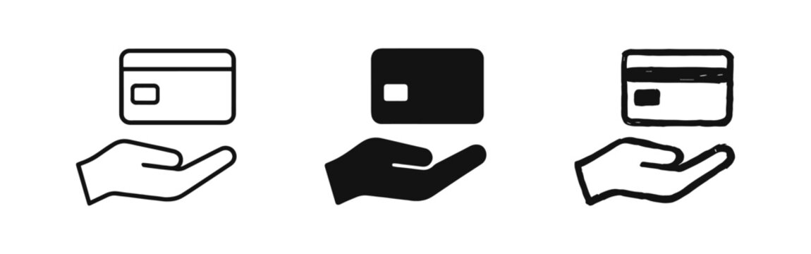 Payment Method Icon Set with Hand Holding Credit Card