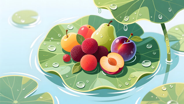 Lixia Solar Term Summer Seasonal Fruit Refreshing Illustration