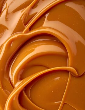 Luscious Caramel Swirls - A Close-Up of Sweet, Golden Confection.